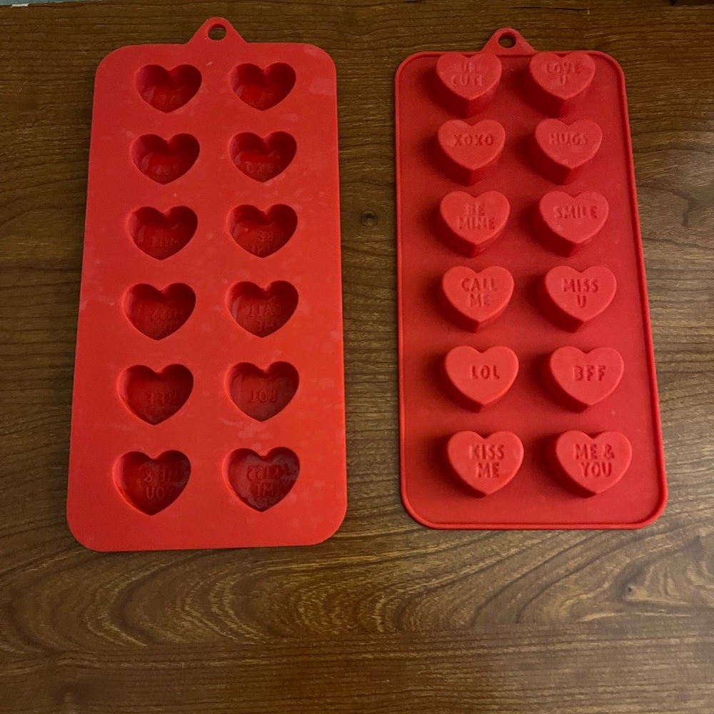 Heart-Shaped Red Silicone Molds